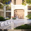 Serene Courtyard Garden With Rockery Stones And Lush Green Plant Landscape