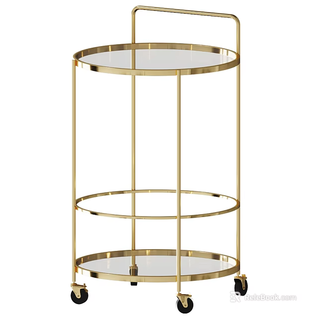 Commercial Display Storage Equipment With Gold Metal Frame And Multi Tiered Round Glass Shelves 3d model 