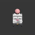 Stylish Ice Cream Truck With Large Pink Ice Cream Cone On Roof And Colorful Decorations