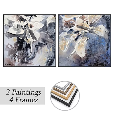 Stylish 4 Frames For 2 Abstract Paintings Home Wall Art Decor 3d model