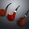 Unique Handmade Wooden Smoking Pipes With Various Designs Dark Brown Red Tones And Stem Accents
