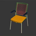 Stylish Modern Leisure Chair With Yellow Cushioned Seat Black Armrests And Metal Legs