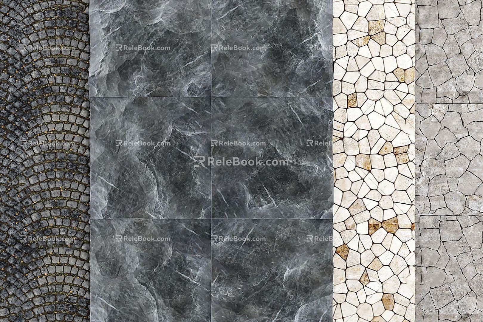 Modern wall stone wall surface pavement 3d model