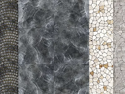 Textured Wall Surface With Dark Mosaic Tiles Gray Stone And Light Square Tile Designs 3d model