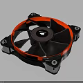 Electronic Cooling Fan With Red LED Light Black Blades And White Mounting Brackets Design