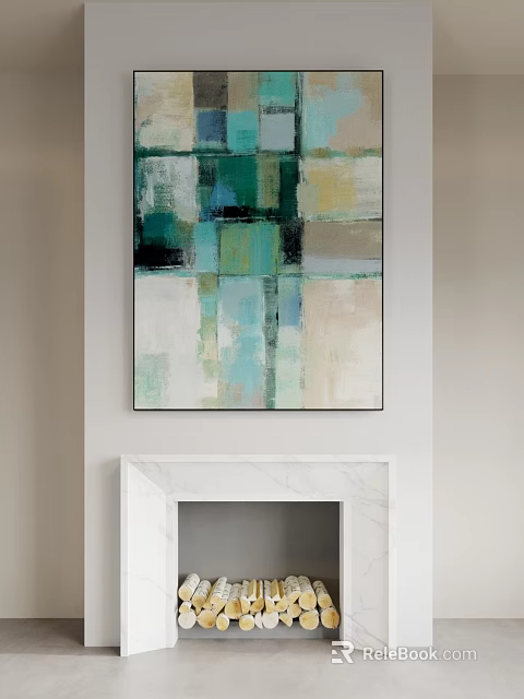 Abstract Wall Decor Art With Teal Blue Green Tones 3d model