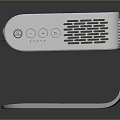 Modern Silver Metallic Projector with Sleek Design Adjustable Stand Control Buttons and Grilles