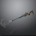 Functional Blue Green Long Equipment With Orange Accents Smoke Emission And Decorative Parts