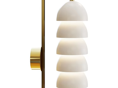 Modern Wall Light With Layered White Shades And Brass Mounting Design 3d model