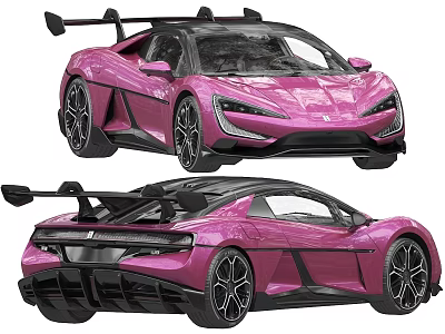 Pink Sports Car With Sleek Design Rear Spoiler And Modern Exterior 3d model