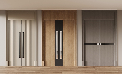 Modern Wooden Door Interior Door Double Door 3d model