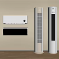 Modern Wall Mounted Air Conditioners And Tower Fans With White Beige Sleek Design