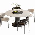 Dining Table and Chair Combination Round Dining Table Dining Chair Single Chair 3d model