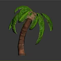 Realistic Palm Tree With Lush Green Leaves And Brown Trunk