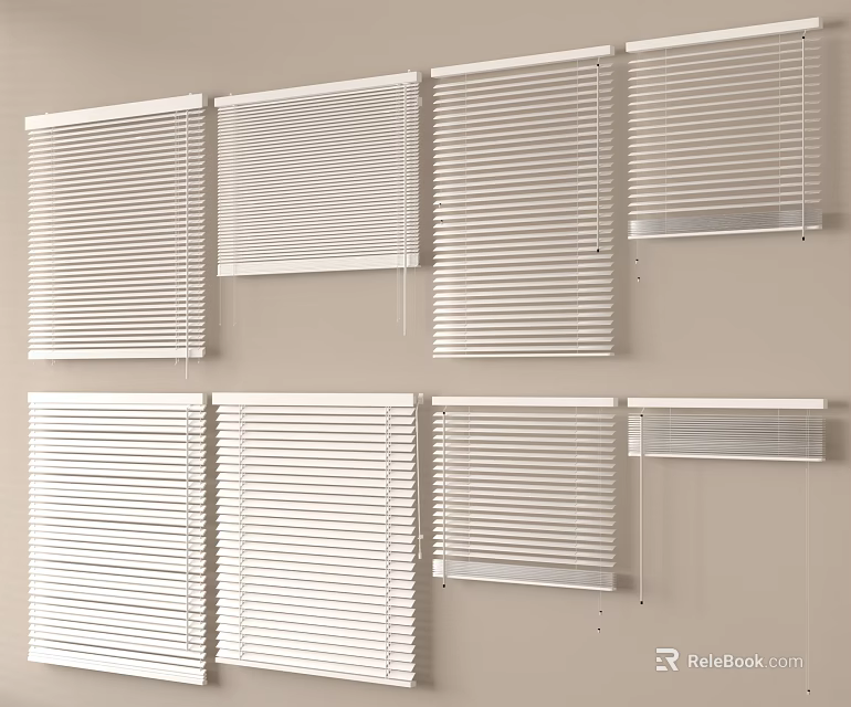 White Window Blinds With Adjustable Slats And Modern Design For Home Interior 3d model 