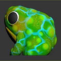 Vibrant Green Reptile Figurine With Big Eyes Yellow Belly Glossy Skin And Bright Patterns