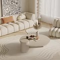 Cream wind sofa coffee table combination 3d model