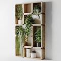 Indoor Multi tiered Wooden Frame Garden Decor With Hanging Plants And Various Green Potted Plants