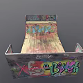 Colorful Skateboard Ramp Design With Graffiti Art And Metal Frame Structure
