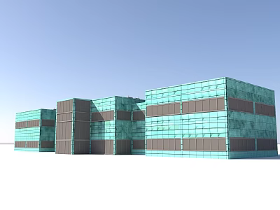Modern School Building Architecture Featuring Turquoise Glass Curtain Walls And Brown Exteriors 3d model