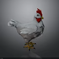 Low Poly 3D Chicken Model With White Feathers Red Comb And Yellow Feet