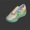 Casual Lace Up Sneakers With Blue Pink And White Color Block Design Fashionable Sporty Style