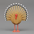 Wooden Turkey Shaped Decorative Ornament With Fan Tail And Colorful Details