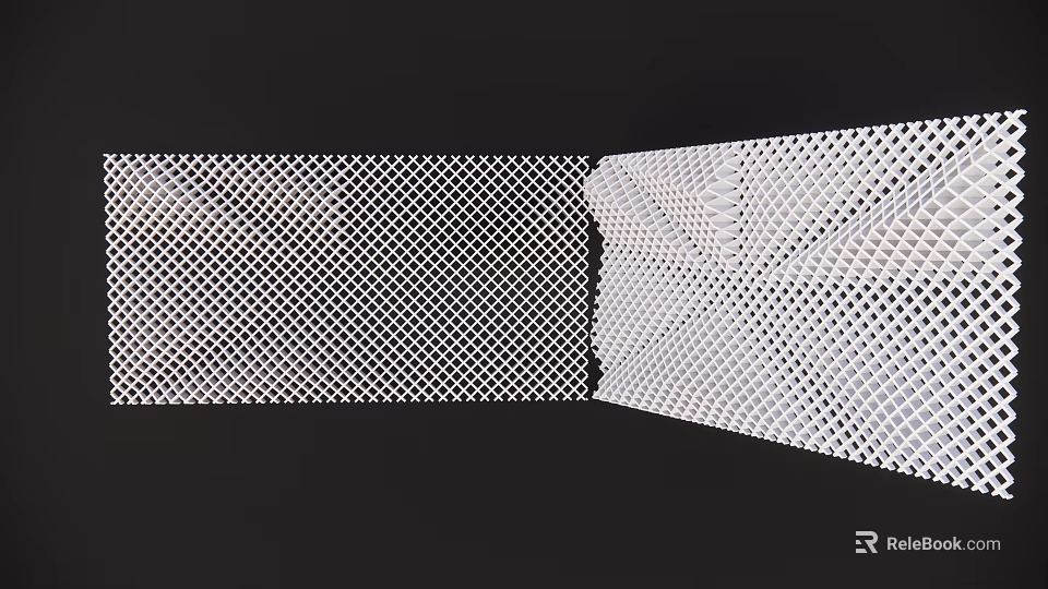 Modern White Perforated Wall Design With Geometric Grid Patterns And Texture 3d model