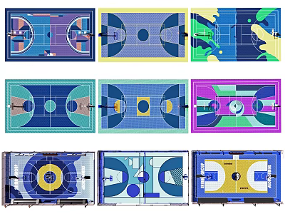 Colorful Basketball Court Design Layouts With Various Plans And Blueprints 3d model