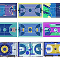Colorful Basketball Court Design Layouts With Various Plans And Blueprints