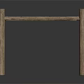 Rustic Wooden Platform Structure With Multiple Support Posts And Plank Surface