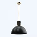 Modern Minimalist Pendant Light With Black Spherical Shade And Gold Hanging Rod