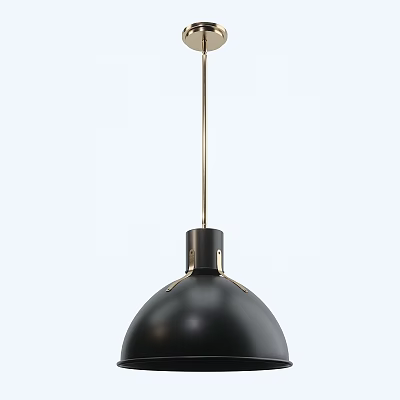 Modern Minimalist Pendant Light With Black Spherical Shade And Gold Hanging Rod 3d model
