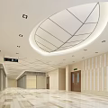 Modern Shopping Mall Lobby Interior Design With Geometric Ceiling Marble Floor And Escalators