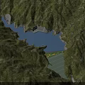 Natural Mountainous Landscape With Green Vegetation Winding River And Blue Lakes