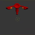Red Uterus Anatomical Model with Fallopian Tubes and Ovaries for Medical Education