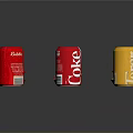 Red And Gold Coke Fanta Carbonated Beverage Cans On Reflective Surface