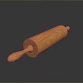 Wooden Rolling Pin With Smooth Surface And Ergonomic Handle On Black Background