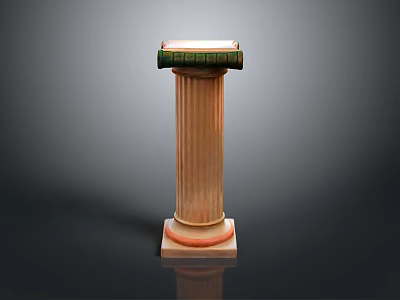 Ancient Greek Column Scenic View Light Brown Green Top Red Base Gray Gradient Background Reflection 3d model