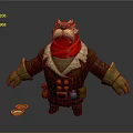 Cat like Creature Character With Red Scarf Brown Coat And Gold Coins