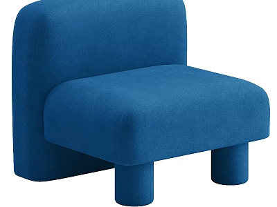 Blue Modern Single Sofa With Rounded Design Comfortable Upholstery And Short Legs 3d model
