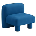 Blue Modern Single Sofa With Rounded Design Comfortable Upholstery And Short Legs