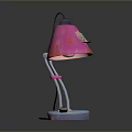 Vibrant Pink Table Lamp With Flame Pattern Blue Orange Base And Cord