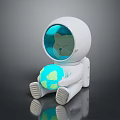 Astronaut Shaped White Decorative Furniture With Cat Figure And Illuminated Globe Design