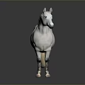 White Horse Statue In Standing Position With Realistic Coat And Hooves