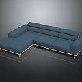 Modern Blue Fabric Sectional Sofa With Wooden Legs And Comfortable Seat Cushions