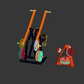 Orange And Black Sports Equipment With Frame Handles And Weight Plates For Home Gym