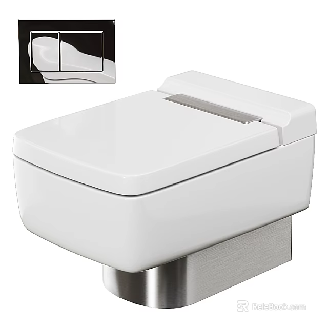 Modern White Bathroom Suite With Wall Mounted Ceramic Toilet And Sleek Design 3d model 