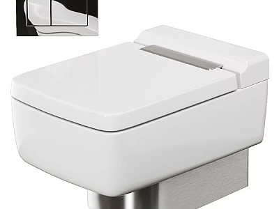 Modern White Bathroom Suite With Wall Mounted Ceramic Toilet And Sleek Design 3d model