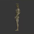 Humanoid Tree Creature with Bark Texture Body and Branch Like Head Structure 3D Character Design